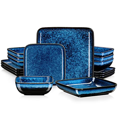 Stern Square Stoneware Dinnerware Set for 4 (Blue / Service for 4 (16 Pcs))