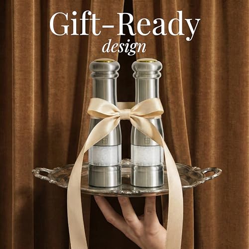 Electric Salt and Pepper Grinder Set (Silver)