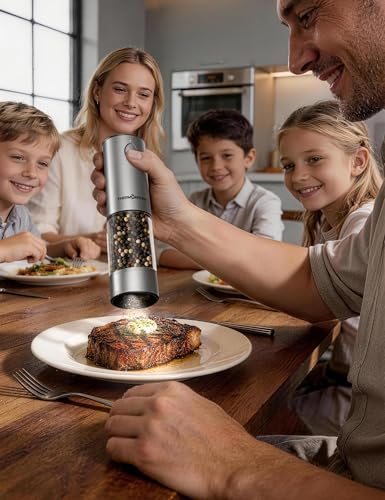 Electric Salt and Pepper Grinder Set (Large / Black Walnut)