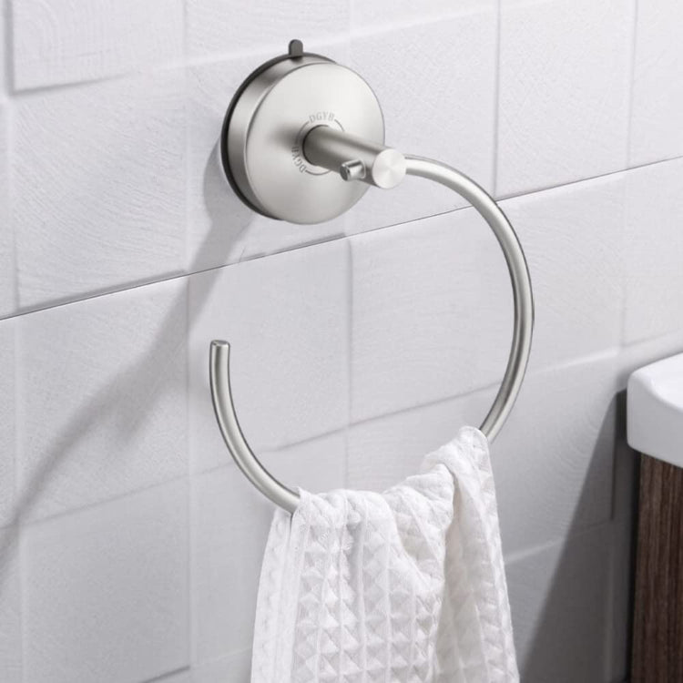 Suction Cup Hand Towel Ring Brushed Nickel Hand Towel Holder for Bathroom Wall SUS 304 Stainless Steel Kitchen Towel Hanger