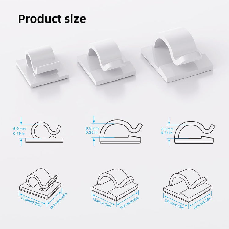 100 PCS White Adhesive Cable Clips Cord Organizer (100 Count)