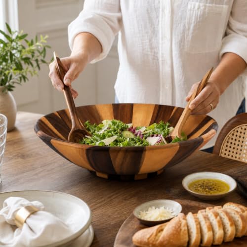 Extra Large Acacia Wood Salad Bowl (4.5" Tall x 16" Diameter)