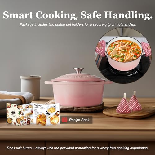 Enameled Cast Iron Dutch Oven (4.5 Quart / Pink)