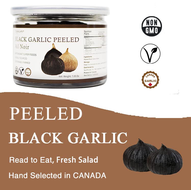 Peeled Black Garlic Cloves Fermented for 90 Days (7.05 Ounce)