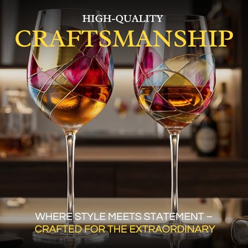 Artisanal Hand Painted Stemmed Wine Glasses (2 Count)