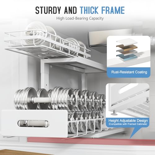 Under Sink Organizer Upgrade To Professional Rails (White / 2 Pack-18.5"Dx12.8"-16.9"H)