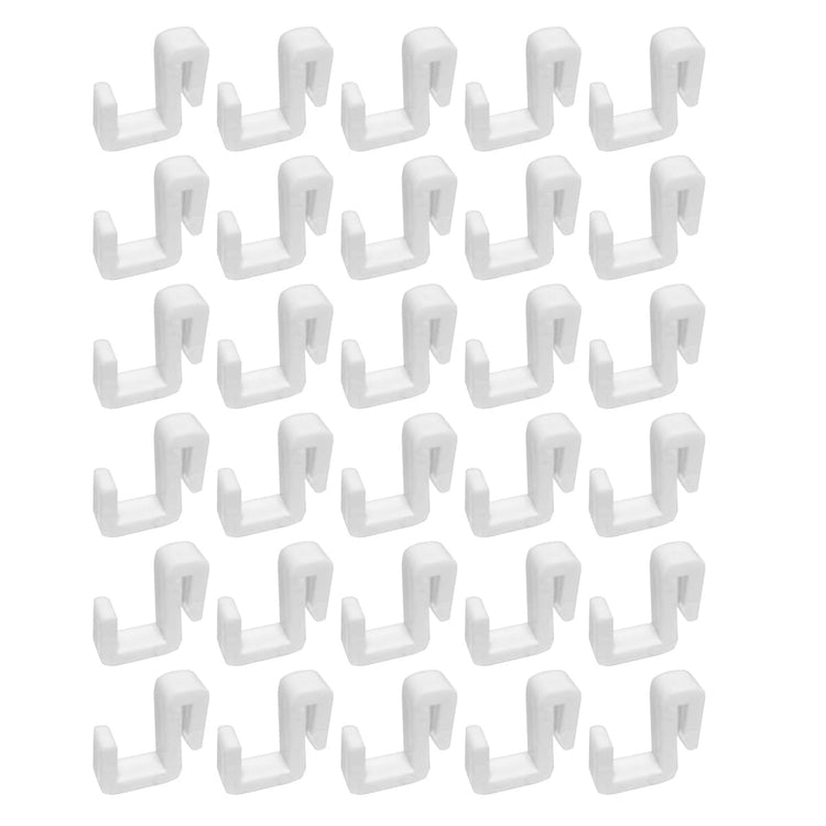 30PCS Basket Rack Multifunctional Clip Hooks Plastic Shower Toilet Bathroom Shelf Hooks for Hanging Keys Storage Clothes Hat Light Strip Kitchenware Coffee Cups Flatware Bags White (30 Count)