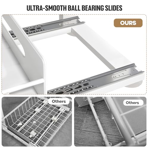 Under Sink Organizer Upgrade To Professional Rails (White / 2 Pack-14.5"Dx12.8"-16.9"H)