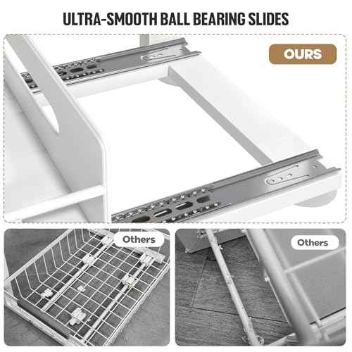 Under Sink Organizer Upgrade To Professional Rails (White / 2 Pack-14.5"Dx12.8"-16.9"H)