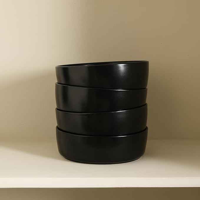 Stone Lain Eden 4-Piece Pasta Bowl Set Stoneware, Black