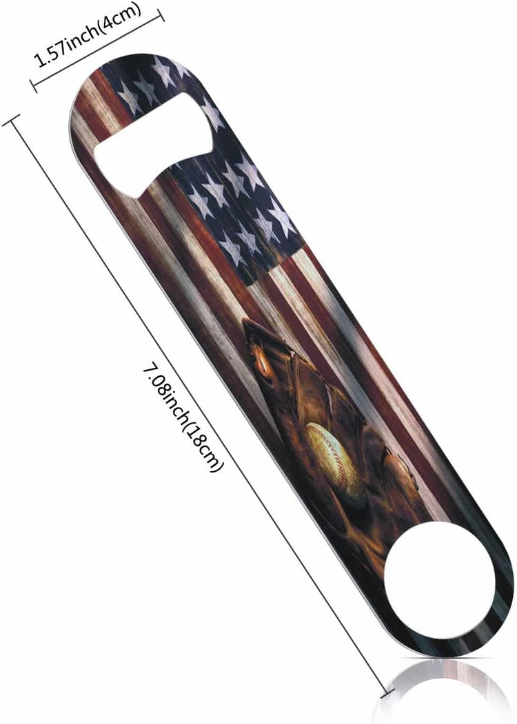 Baseball Gloves Stainless Steel Bottle Opener Vintage American Flag Baseball League Equipment Grunge Glove Flat Beer Bottle Opener Keychain for Home Kitchen Bar Restaurant Party Birthday Gift