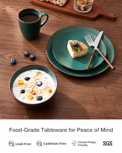 Venus Dinnerware Sets with Mugs (Dark Green / Serves 4 (16pc w/ Mug))