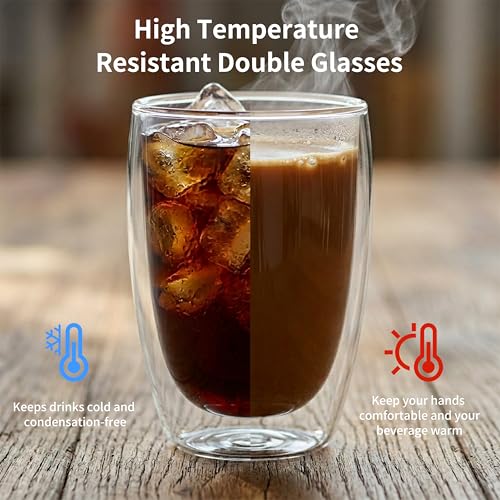 17 oz Double Wall Glass Coffee Mugs (17 ounces 48 count)