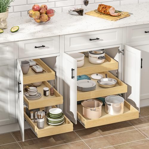 3 Tier Pull Out Cabinet Organizer with Soft Close (14''W x22''D / 3 Tiers)