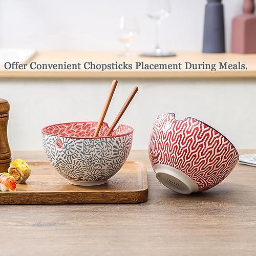 Ceramic Ramen Bowls Set (6 inch, 4pcs / Assorted Colors)