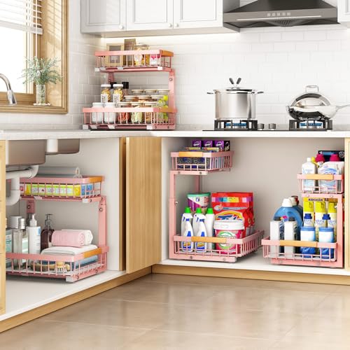 Under Sink Organizer (Large-2-Pack / Pink)
