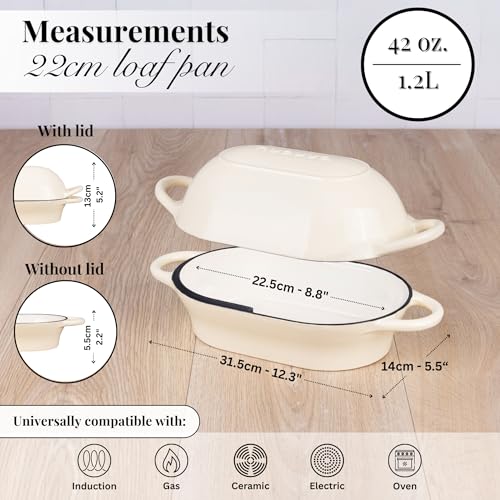 Dutch Oven For Sourdough Bread Baking (24cm x 16cm / Cream)
