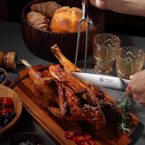 Japanese Carving Knife and Fork Set with Ergonomic Rosewood Handle (2 Count)