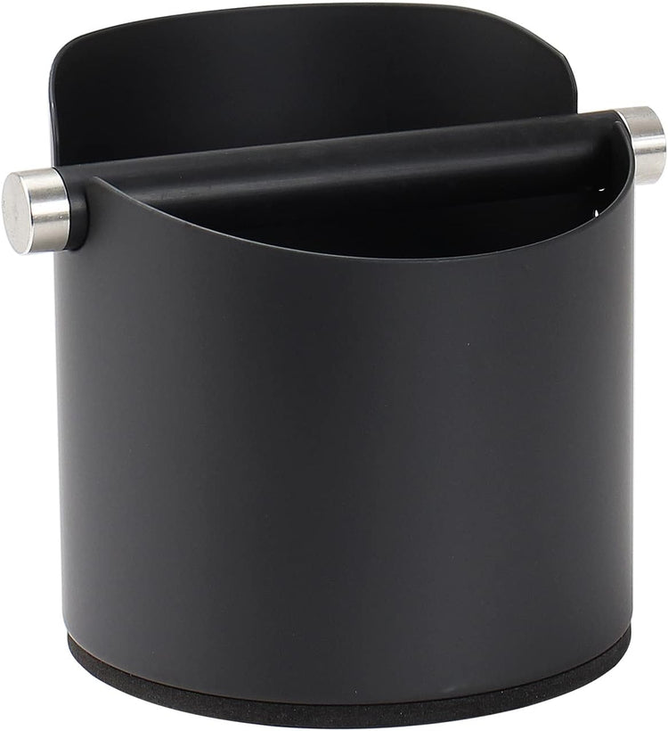 DIBTSA Large Size Coffee Knock Box, Espresso Knock Box Stainless Steel Espresso Machine Accessories with Removable Knock Bar and Non-Slip Base Coffee Grounds Container Bin (Black)