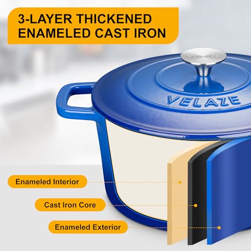 6 QT Enameled Cast Iron Dutch Oven Pot with Lid