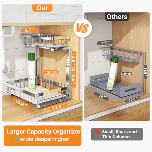 Under Sink Organizer (Large-1-Pack / Silver)