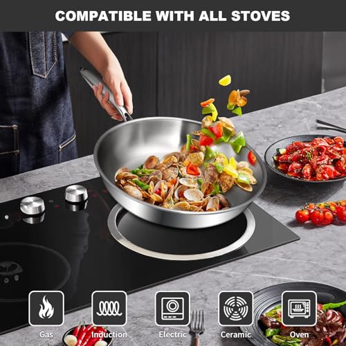 Tri Ply Stainless Steel Frying Pans Set (3 Count)