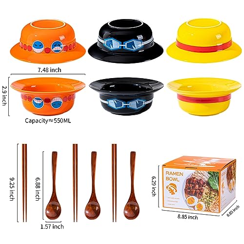 Straw Hat Ramen Bowl Set (ceramic style-4)