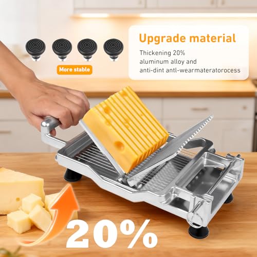 Commercial Cheese Slicer With Wire 6mm Cheese Cutter Butter Cutting Board Machine Aluminum Alloy Commercial Cheese Slicer with 316 Stainless Steel Wire Kitchen Cooking Baking Tool (0.24")