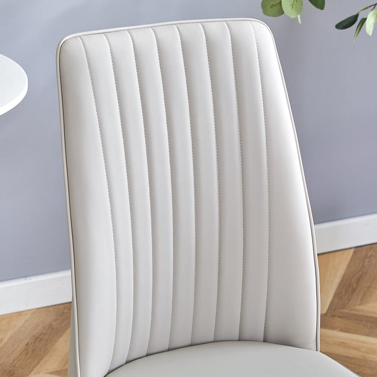Modern Dining Chairs Set of 8 Gray Kitchen Chairs Set PU Leather Chair with Metal Legs Armless Upholstered Chair for Dinner Room