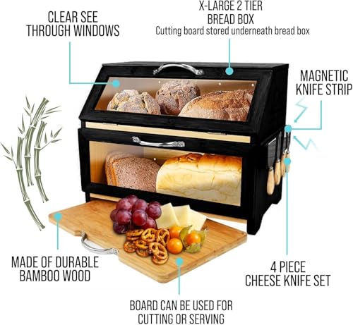 Bread Box with Cutting Board & Knife Set