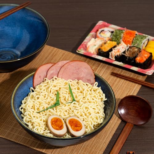 8 Inch Ceramic Ramen Bowl Set of 2 (Blue Topaz)