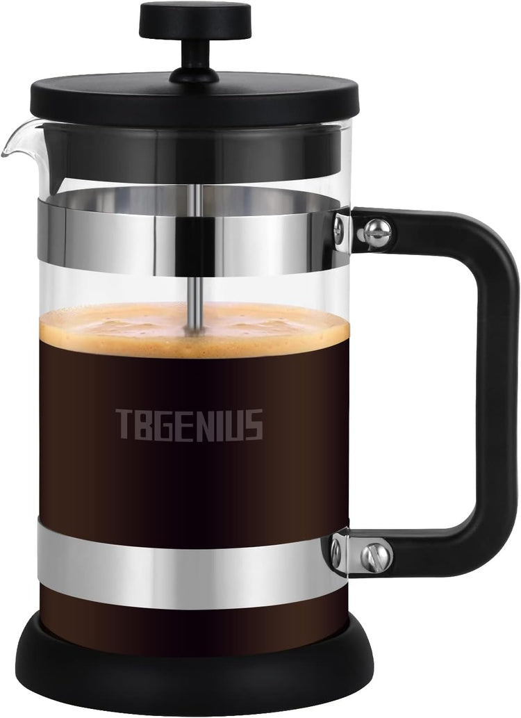 French Press Coffee Maker 21 oz, Cold Brew Heat Resistant Thickened Borosilicate Coffee Pot, Coffee Presses 600 ml, Tea and Frothed Milk Press (Black,21Ounce)