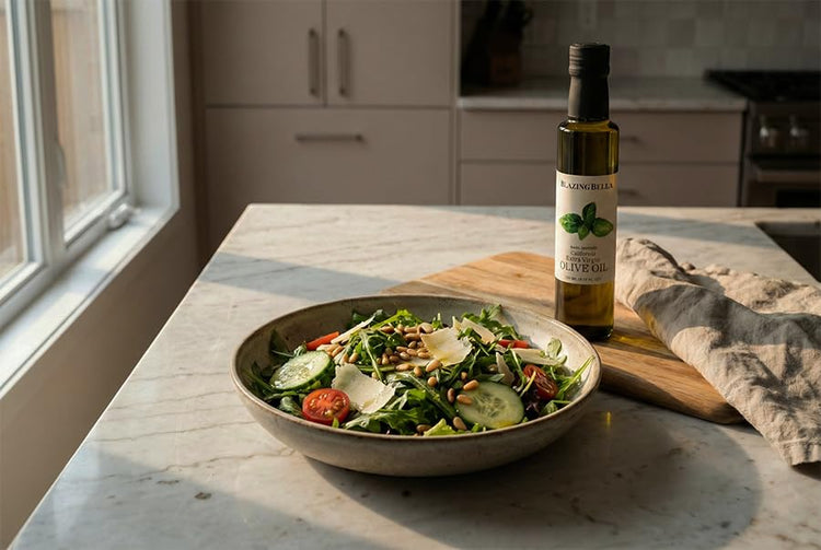 Basil Infused Extra Virgin Olive Oil from California (8.45 Fl Oz)