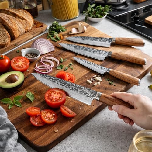 Damascus Knife Block Set