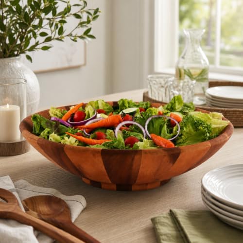 Extra Large Acacia Wood Salad Bowl (4.5" Tall x 16" Diameter)