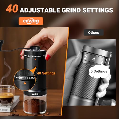 World's First 60g Large Capacity Manual Coffee Grinder (MEGA PRO Black / Steel Burr)