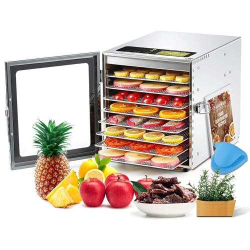 Food Dehydrator Machine 8 Trays 500W Stainless Meat Dehydrator for Beef Jerky (8 Count)