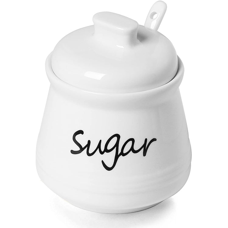 Ceramic Sugar Bowl with Lid and Spoon 12oz