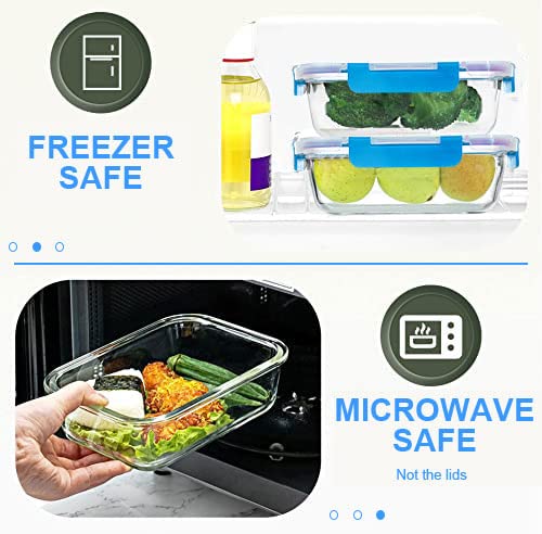 30 Pieces Glass Food Storage Containers Set (Blue / 15 Pack)