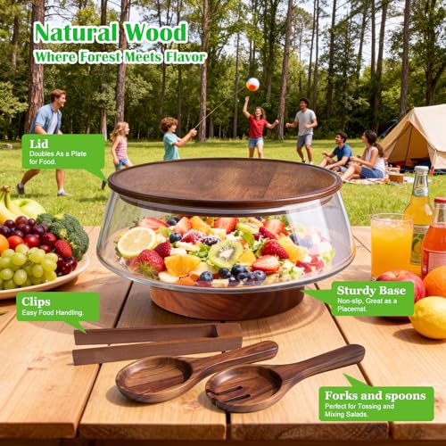 Extra Large Glass Salad Bowl with Lid Set