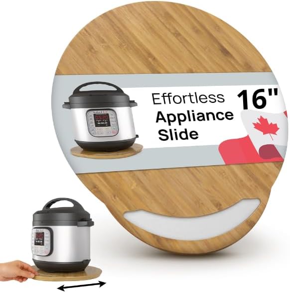 Ibyx Elegant Round Sliding Tray for Your Pressure Cooker, Air Fryer & Heavy Kitchen Appliances - Sturdy, Slides Easily from Under The Cabinet (Black, 16β)