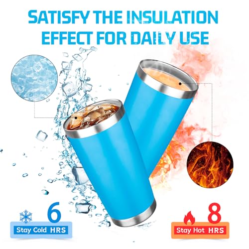 20oz Tumbler with Lid Double Wall Vacuum Insulated Travel Coffee Mug Stainless Steel Thermal Cup Powder Coated Sturdy Coffee Tumbler for Hot and Cold Beverage (20 Ounces / Baby Blue)