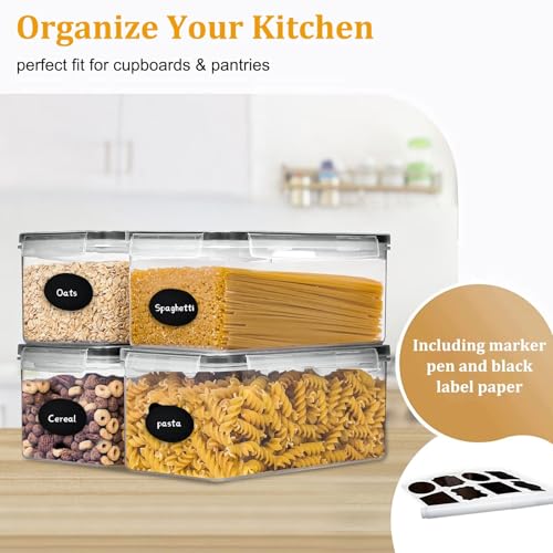 4pc 3.2L Large Airtight Plastic Canisters with Lids (4 pcs(3.2L))
