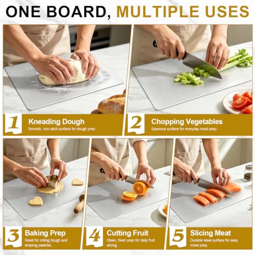 304 Stainless Steel Cutting Board with Lip (15.7"L x 11.8"W)