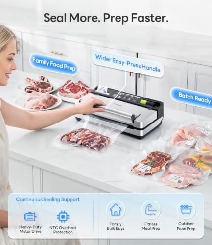 98kPa Vacuum Sealer with FoodTrace Label Printing & Food Management App