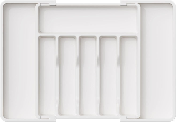 Lifewit Silverware Drawer Organizer, Expandable Utensil Tray for Kitchen, BPA Free Flatware and Cutlery Holder, Adjustable Plastic Storage for Spoons Forks Knives, Large, White
