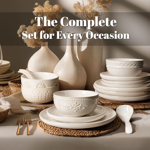Plates And Bowls Sets (Pinwheel Flower (16 Pieces) (White))