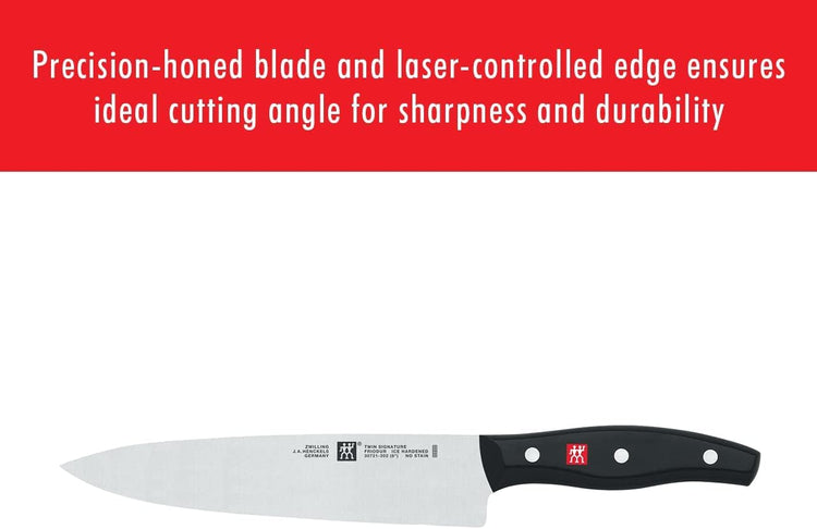 ZWILLING Twin Signature 3-pc German Knife Set, Razor-Sharp, Made in Company-Owned German Factory with Special Formula Steel perfected for almost 300 Years, Dishwasher Safe