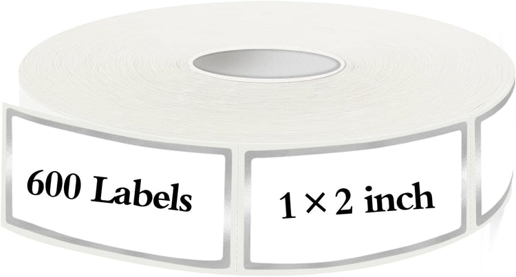 600 Silvery Border Removable Freezer Labels Water Oil Resistant with Perforation Line for Food Containers Jars Pantry Organization (Ink Quick-Dry,1” x 2”)