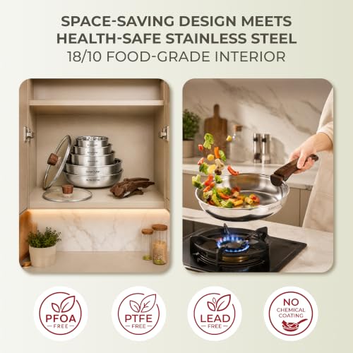 9pcs 3 Ply Clad Stainless Steel Cookware Set w (9 Count)